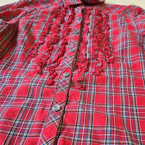 Pendleton Tartan Plaid Ruffled Button Up Size Small - Picture 5 of 11